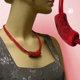 necklace tube flat curved light red 50cm