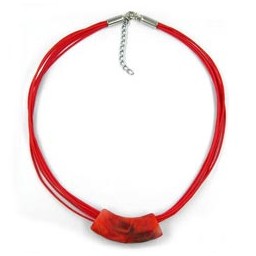 necklace tube flat curved light red 50cm