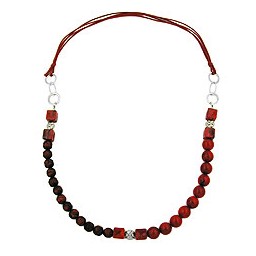 necklace beads red/ dark red chrome chain