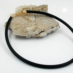 necklace 6mm rubber band gold-plated clasp 42cm