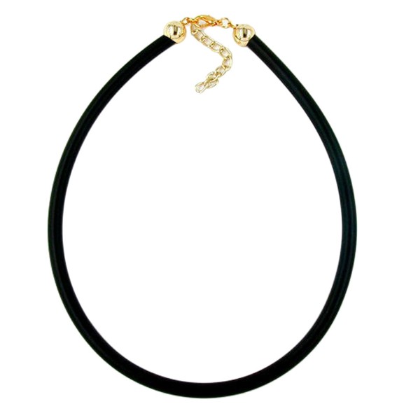 necklace 6mm rubber band gold-plated clasp 45cm