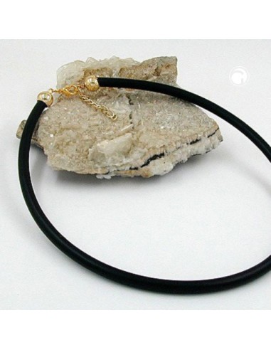 necklace 6mm rubber band gold-plated clasp 40cm