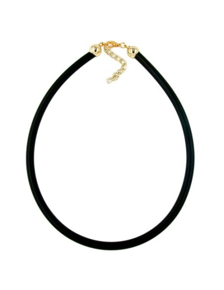 necklace 6mm rubber band gold-plated clasp 40cm