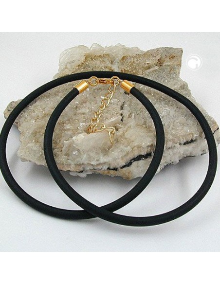 necklace 4mm rubber band gold-plated clasp 42cm