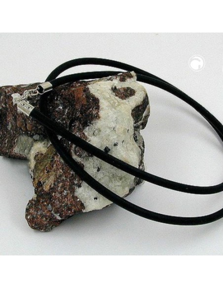 necklace 4mm rubber band silver-coloured clasp 90cm