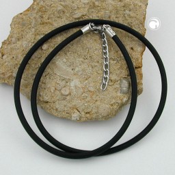 necklace 4mm rubber band silver-coloured clasp 55cm