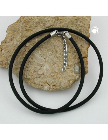necklace 4mm rubber band silver-coloured clasp 55cm