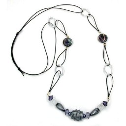 necklace light grey beads 100cm