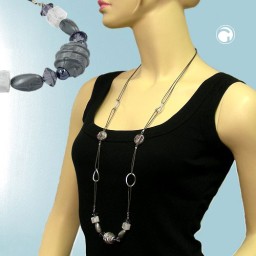 necklace light grey beads 100cm