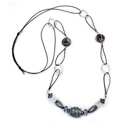 necklace light grey beads 100cm