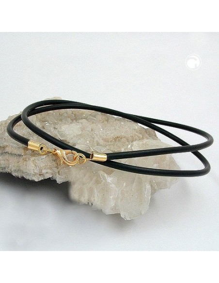 necklace 3mm rubber band gold-plated clasp 60cm