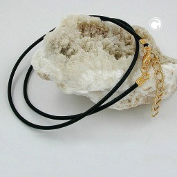 necklace 3mm rubber band gold-plated clasp 50cm