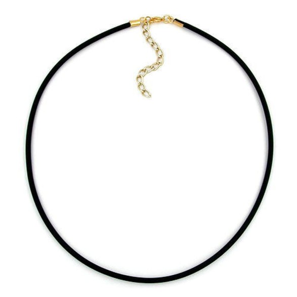 necklace 3mm rubber band gold-plated clasp 45cm
