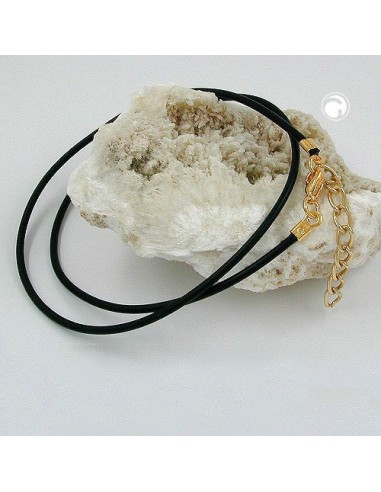 necklace 3mm rubber band gold-plated clasp 45cm