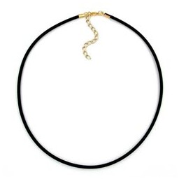 necklace 3mm rubber band gold-plated clasp 45cm