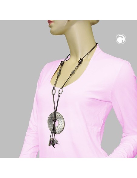 necklace grey beads 90cm