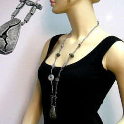 necklace ripped metal grey-silver 95cm