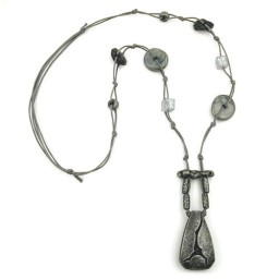 necklace ripped metal grey-silver 95cm