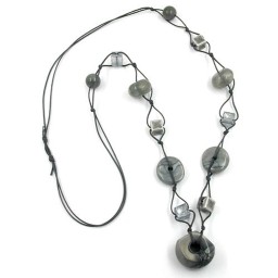 necklace grey-silk beads 90cm