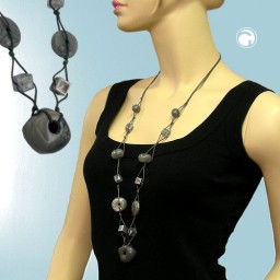 necklace grey-silk beads 90cm