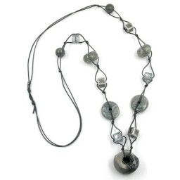 necklace grey-silk beads 90cm