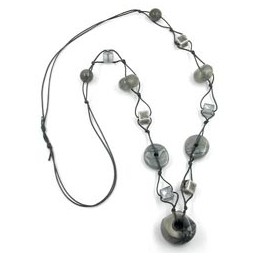 necklace grey-silk beads 90cm