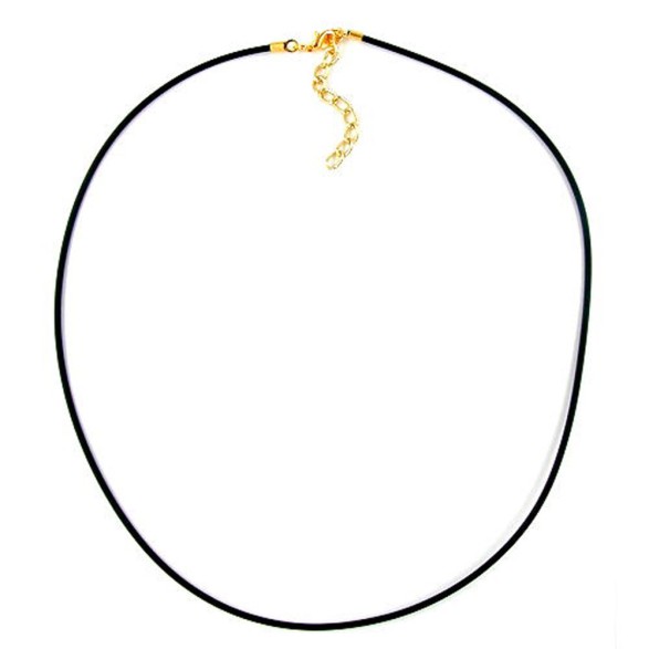 necklace 2mm rubber band gold plated clasp 45cm