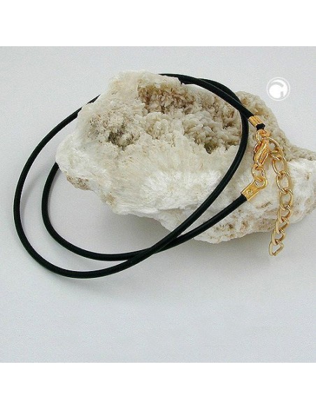 necklace 2mm rubber band gold plated clasp 45cm