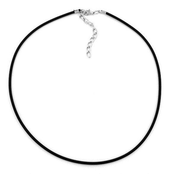 necklace 2mm rubber band silver clasp 45cm