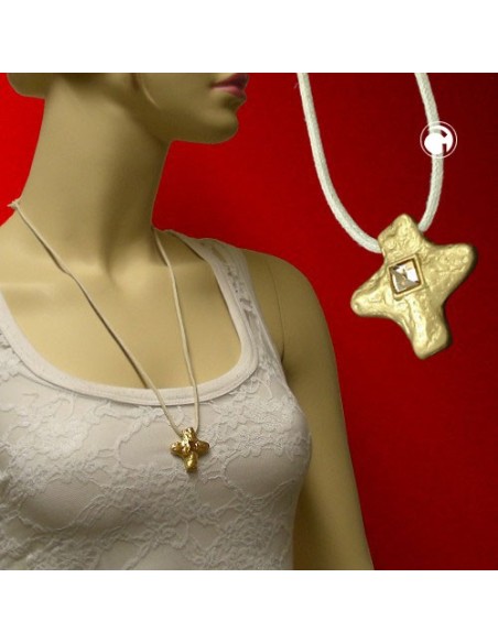 necklace metal cross with rhinestone