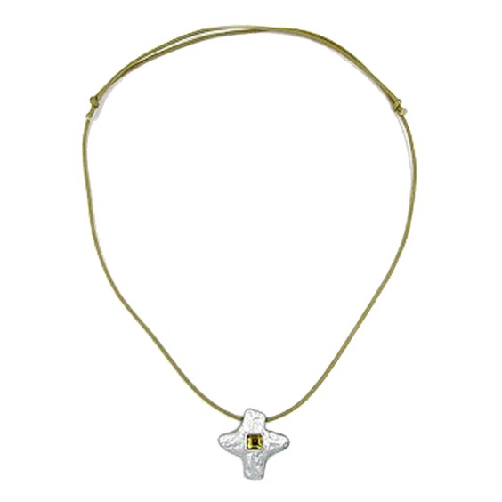 necklace silver-coloured cross with rhinestone