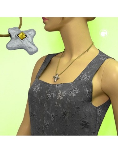 necklace silver-coloured cross with rhinestone