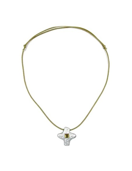 necklace silver-coloured cross with rhinestone