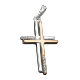 pendant cross two tone 9k white gold