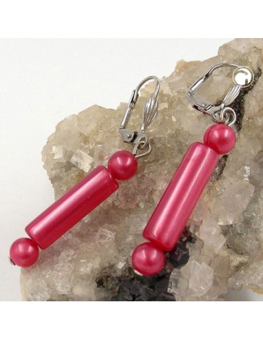 leverback earrings dangling red silky shimmering