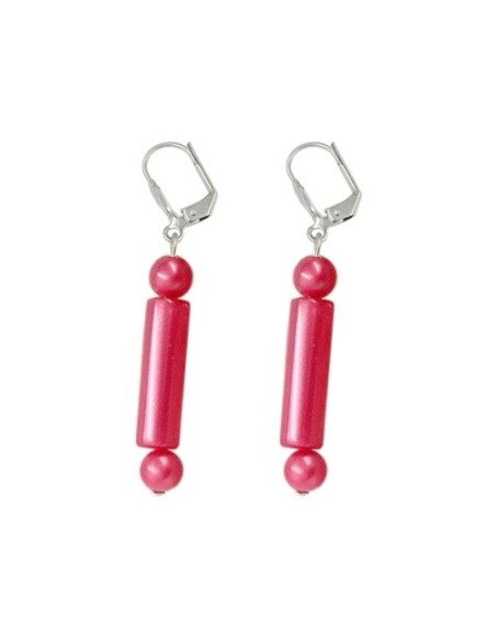 leverback earrings dangling red silky shimmering