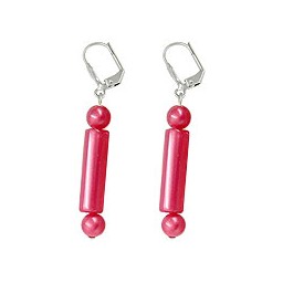 leverback earrings dangling red silky shimmering