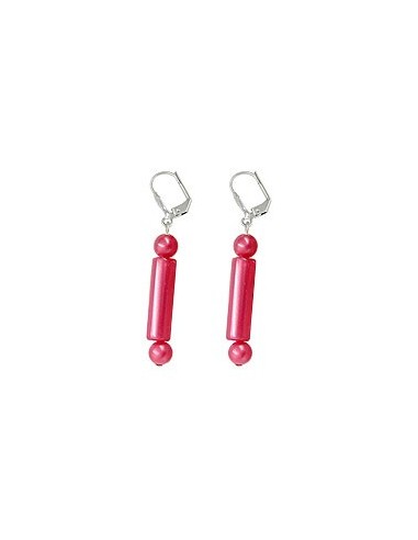 leverback earrings dangling red silky shimmering