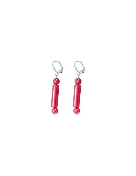 leverback earrings dangling red silky shimmering