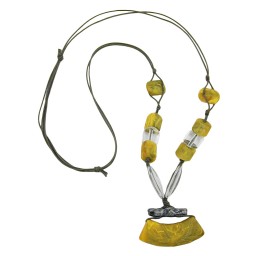 necklace tube flat curved yellow-green 95cm