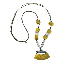 necklace tube flat curved yellow-green 95cm