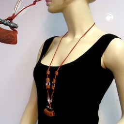 necklace tube flat curved brown 95cm