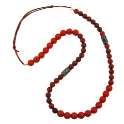 necklace red marbled beads silver coloured fantasy beads