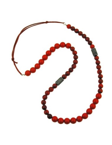 necklace red marbled beads silver coloured fantasy beads