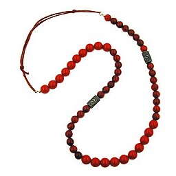 necklace red marbled beads silver coloured fantasy beads