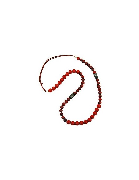 necklace red marbled beads silver coloured fantasy beads