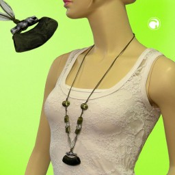 necklace tube flat curved green 95cm