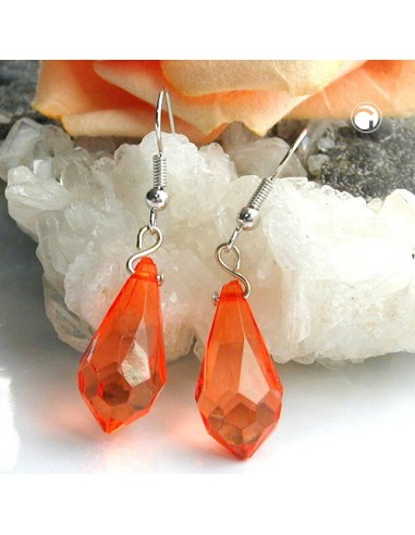 hook earrings transparent red grinded
