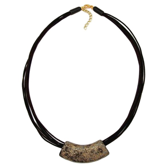 necklace tube flat curved stone-brown 50cm