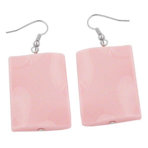 hook earrings pillow bead pink